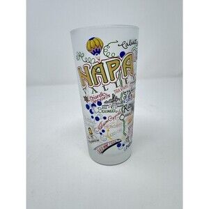 Cat Studio Frosted Drinking Glass "Napa" 15 oz Drinkware Decorative Souvenir
